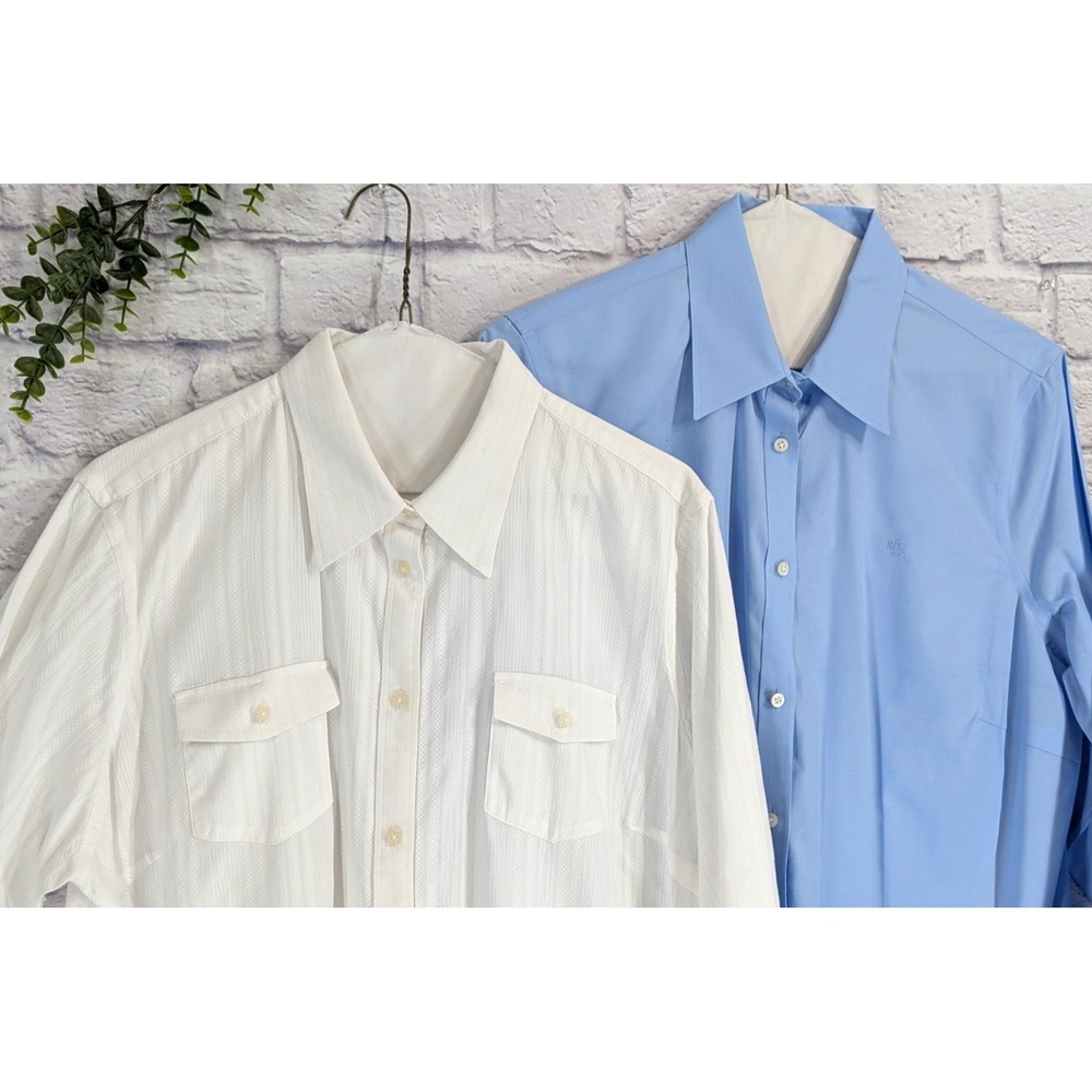 1XL CLASSIC LOT 2🌿Lauren Ralph Lauren Women Button OxfordDress Shirts LRL Logos